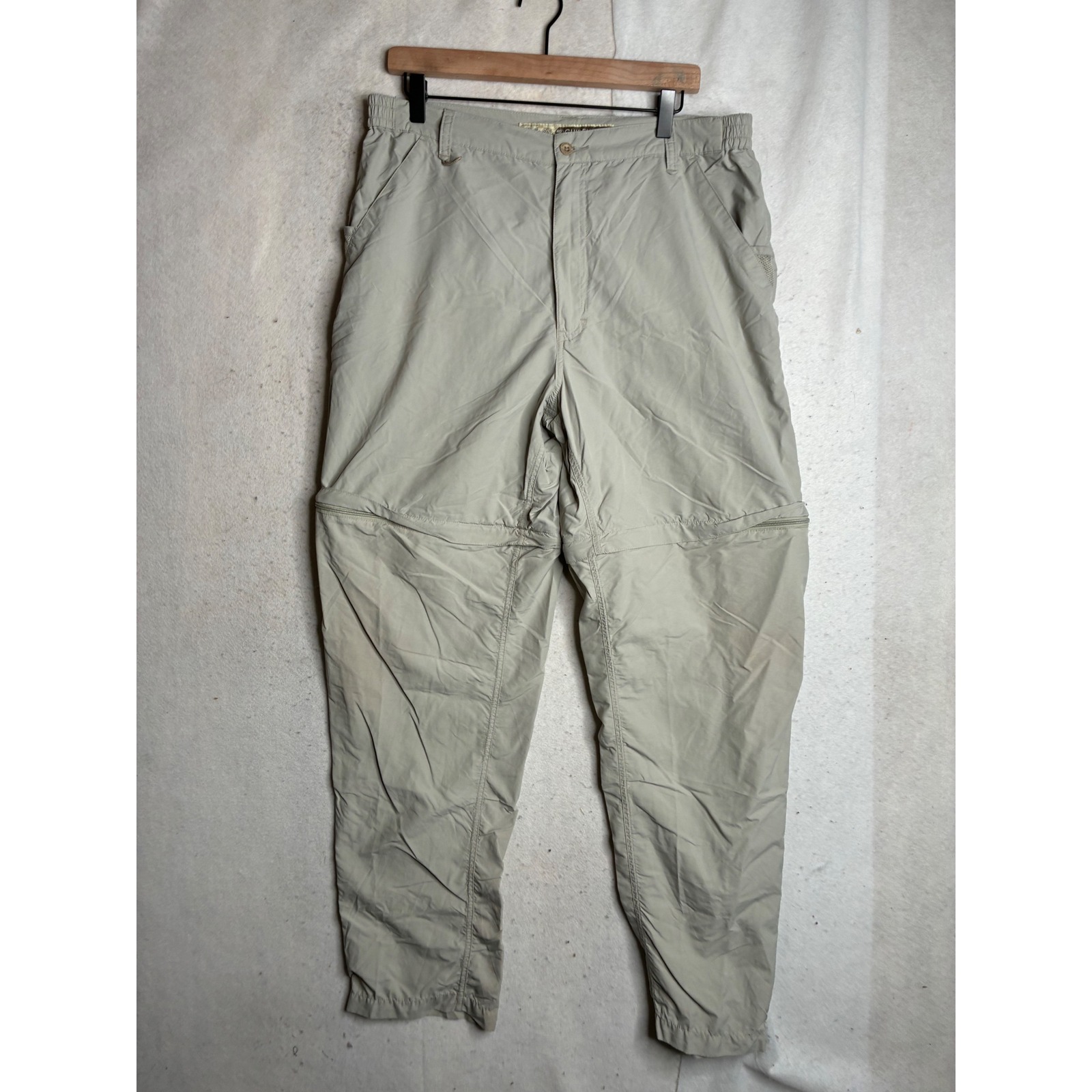 Cabelas Guidewear Gxii Convertible Hiking Pants Tan Nylon Mens 34x30 Upf 40